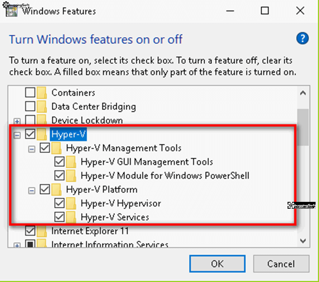 Turn windows features