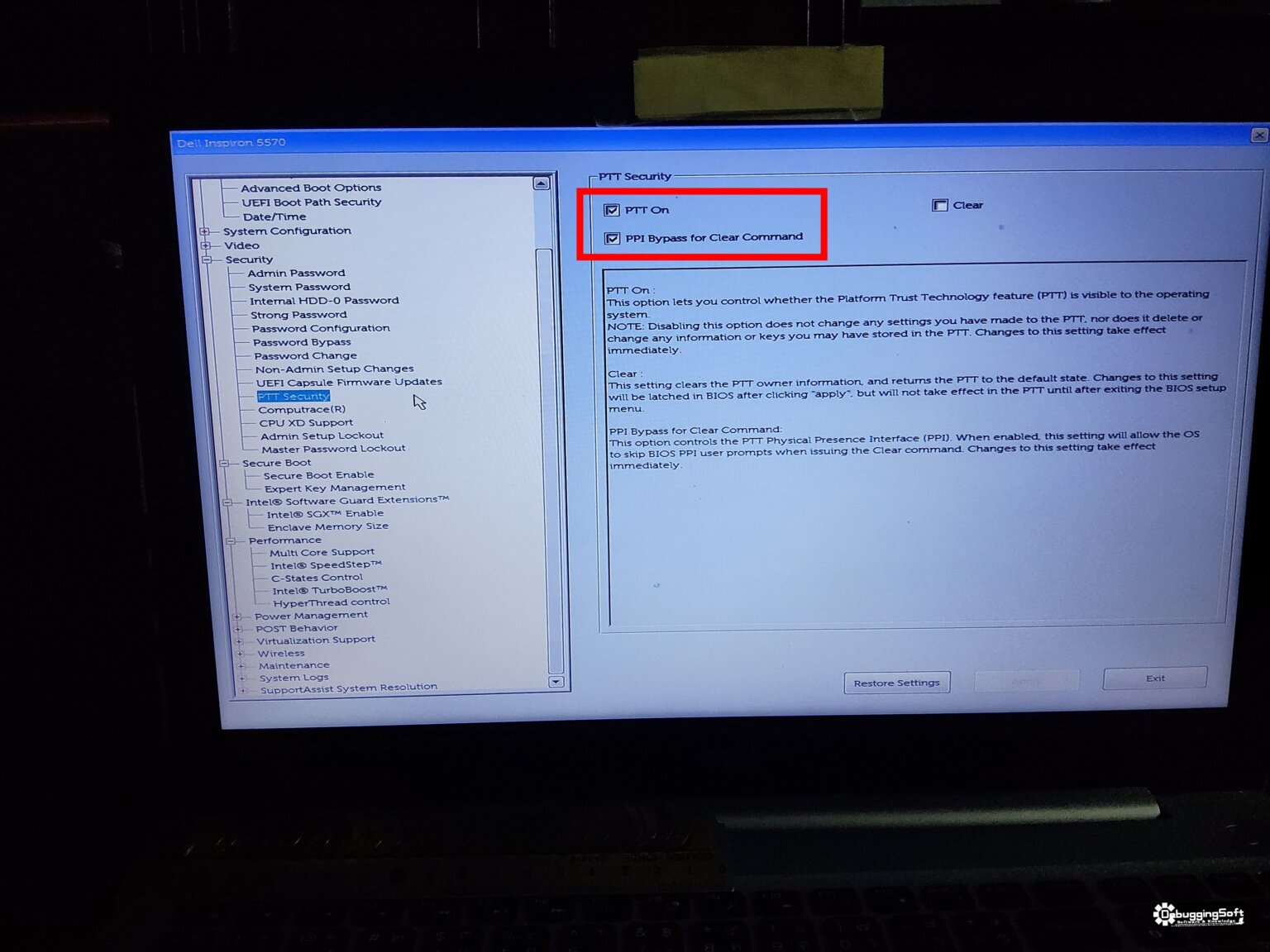 [TPM] เปิดใช้งาน TPM 2.0 บน Notebook Dell Inspiron 5570 DebuggingSoft