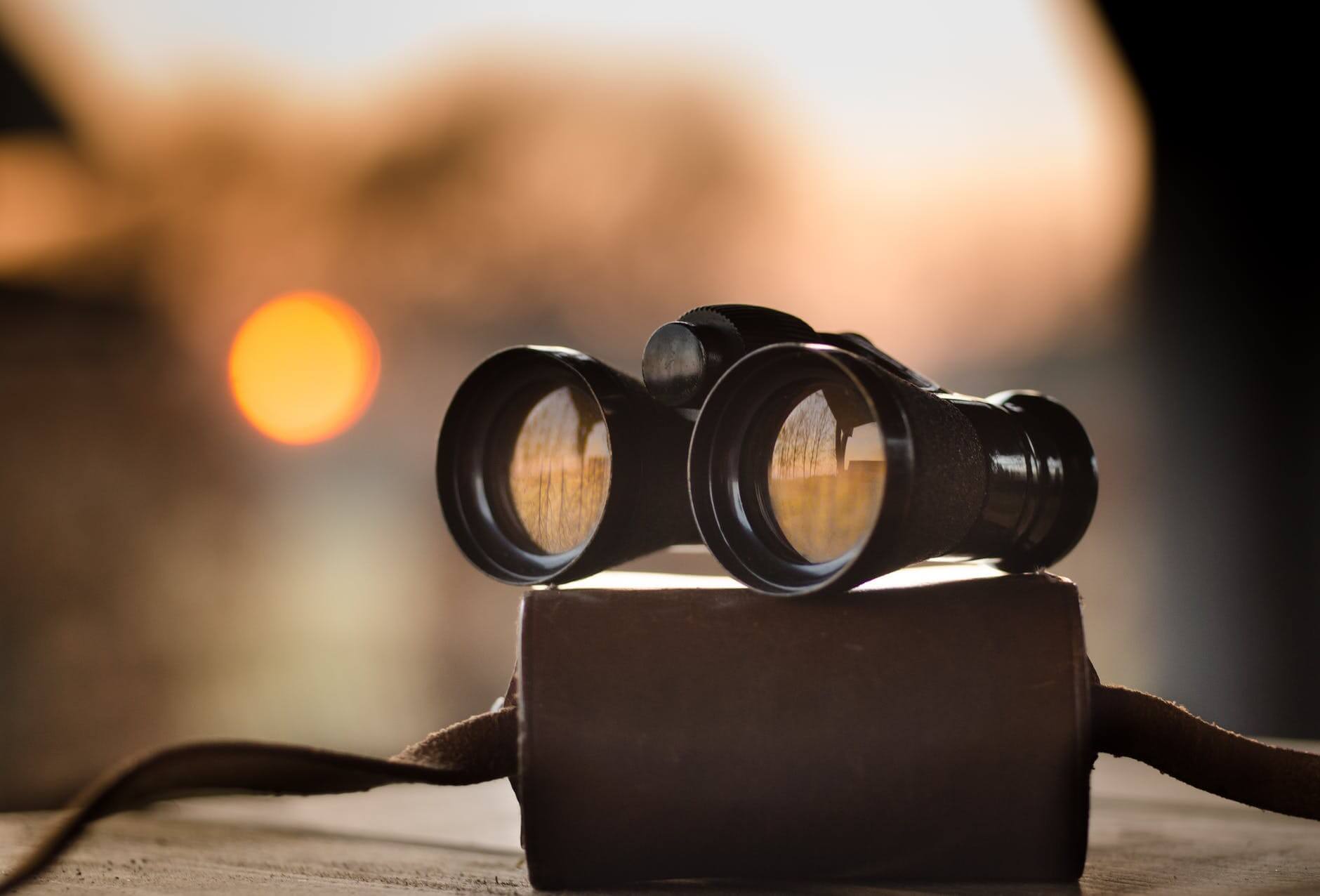 find, investigate, black binocular on round device